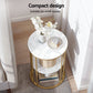 Iria Coffee Table 2-Tier Round Marble Effect White&Gold
