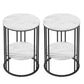 Iphigenia Set of 2 Side Table Coffee Table 2-Tier Round Marble Effect