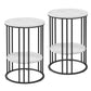 Iphigenia Set of 2 Side Table Coffee Table 2-Tier Round Marble Effect
