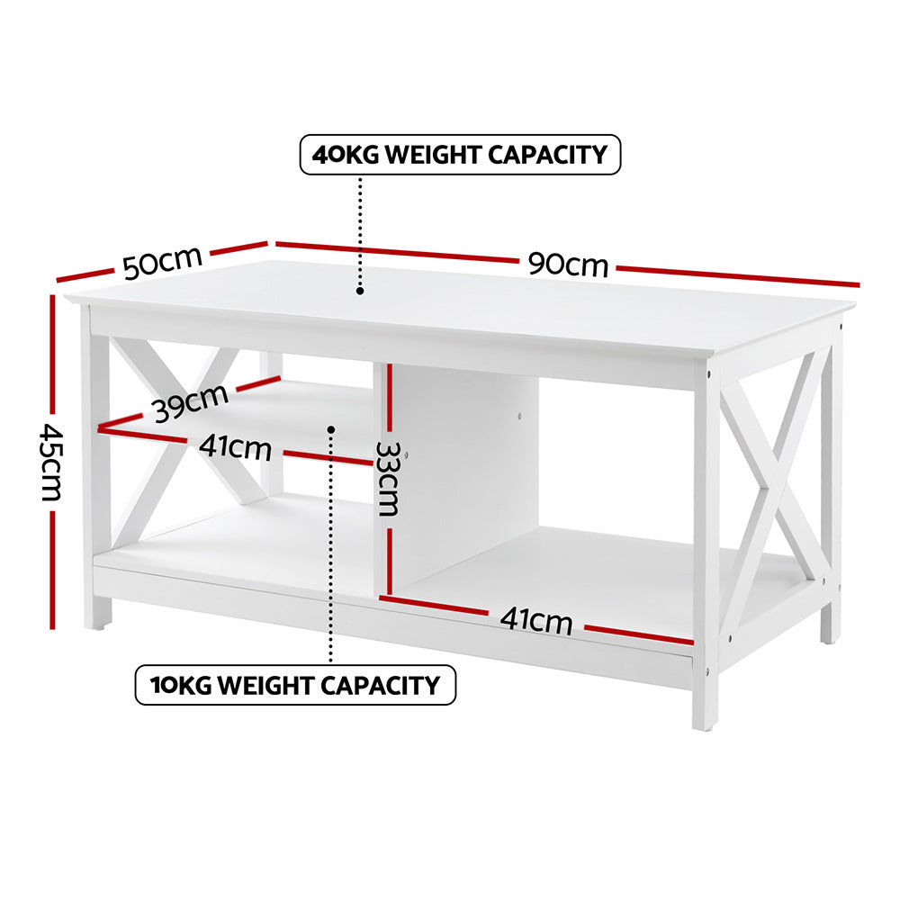 Ionas Coffee Table Storage Shelf - White