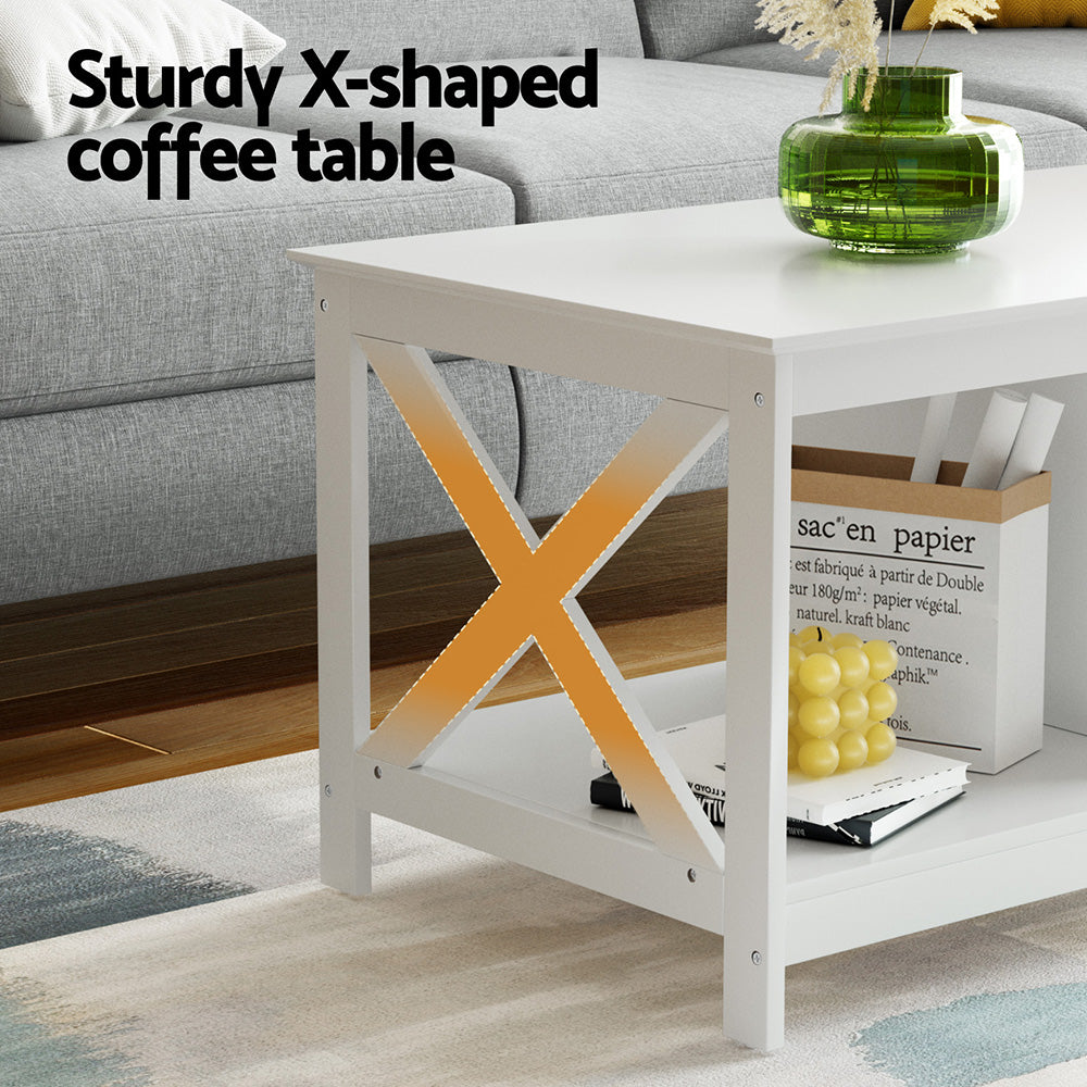 Ionas Coffee Table Storage Shelf - White