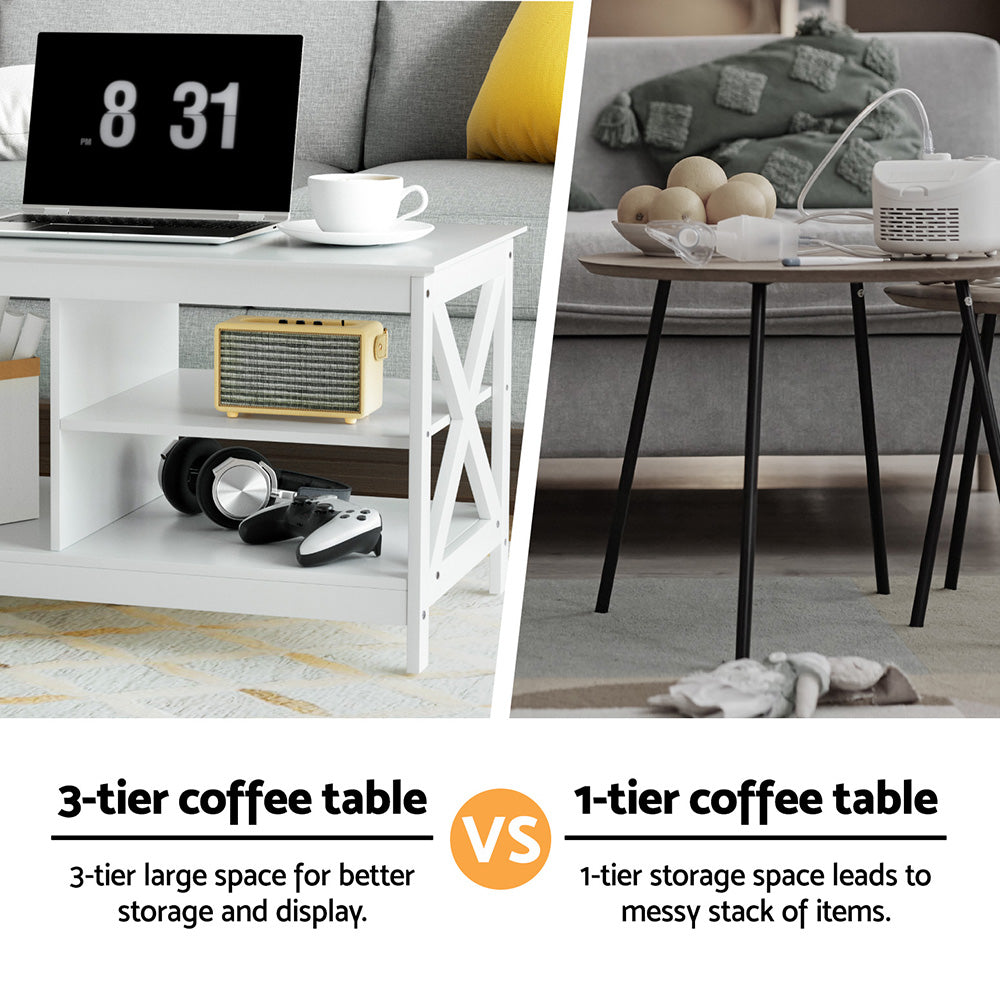 Ionas Coffee Table Storage Shelf - White