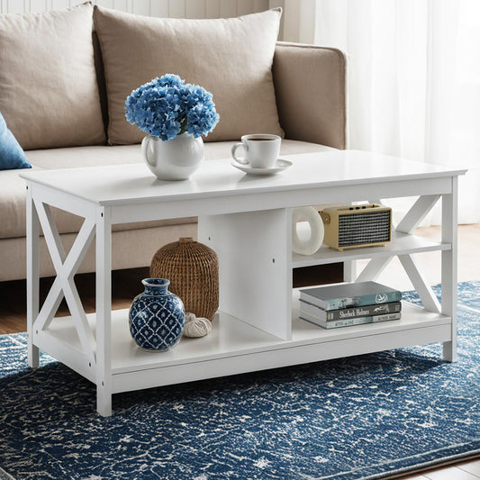 Ionas Coffee Table Storage Shelf - White