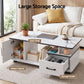 Iobas Coffee Table Marble Finish Center Table - White