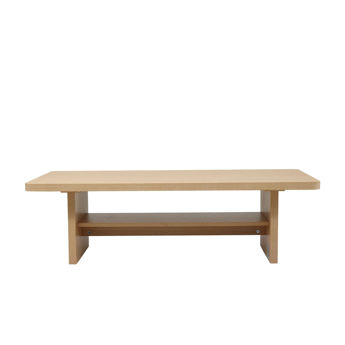 Ilina Coffee Table 110cm Center Table with 2-Tier Open Storage Shelf - Wood