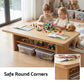 Ilina Coffee Table 110cm Center Table with 2-Tier Open Storage Shelf - Wood