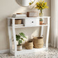 Console Table Entryway Hallway Sofa Side Table Drawer Shelf 100CM - White