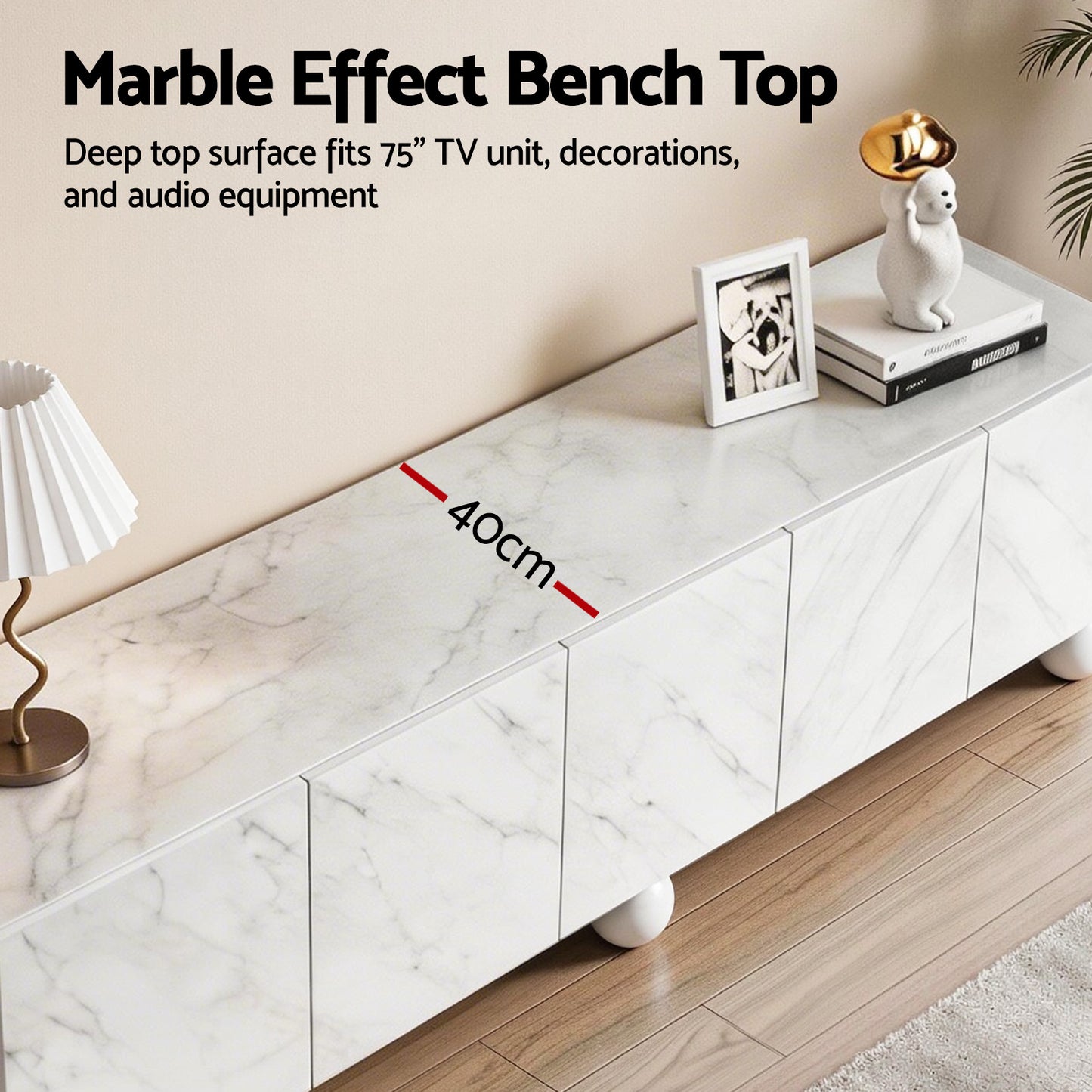 Zelia 200cm TV Unit Entertainment Unit Storage Cabinet - White