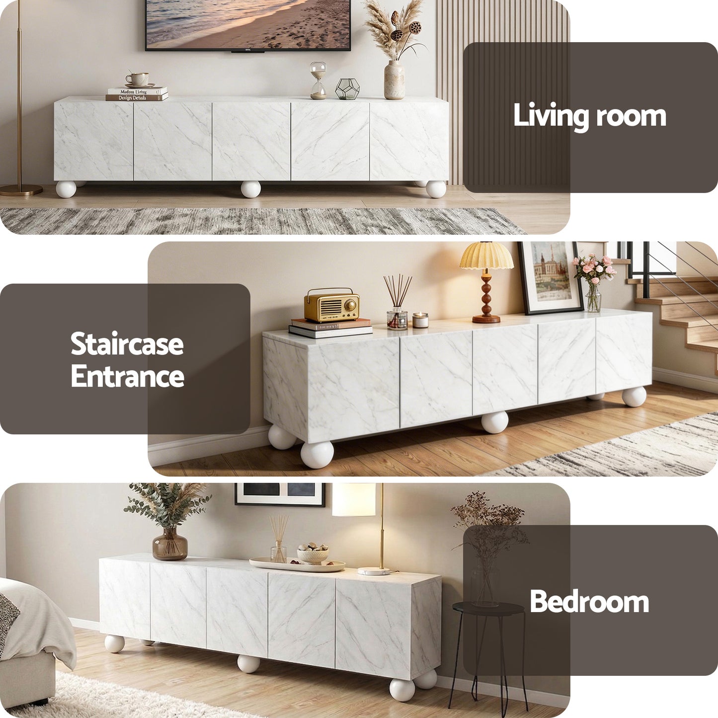 Zelia 200cm TV Unit Entertainment Unit Storage Cabinet - White