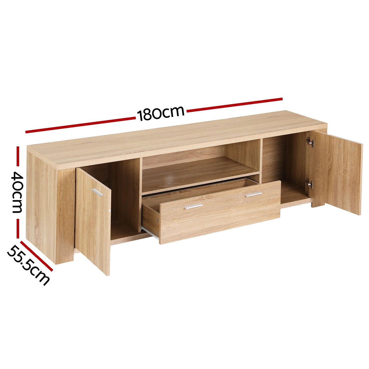 Rafferty 180cm 180cm TV Unit Entertainment Unit Storage Drawer Cabinet - Pine