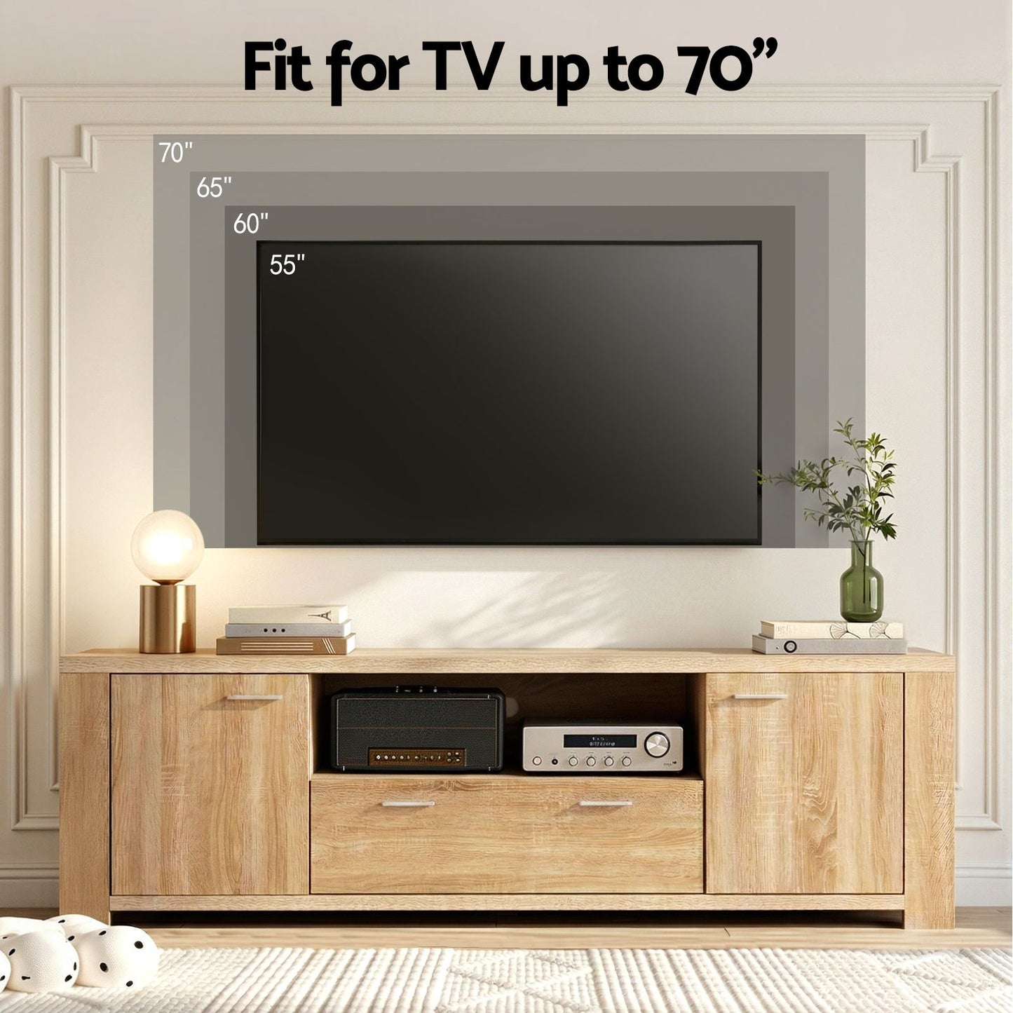 Rafferty 180cm 180cm TV Unit Entertainment Unit Storage Drawer Cabinet - Pine