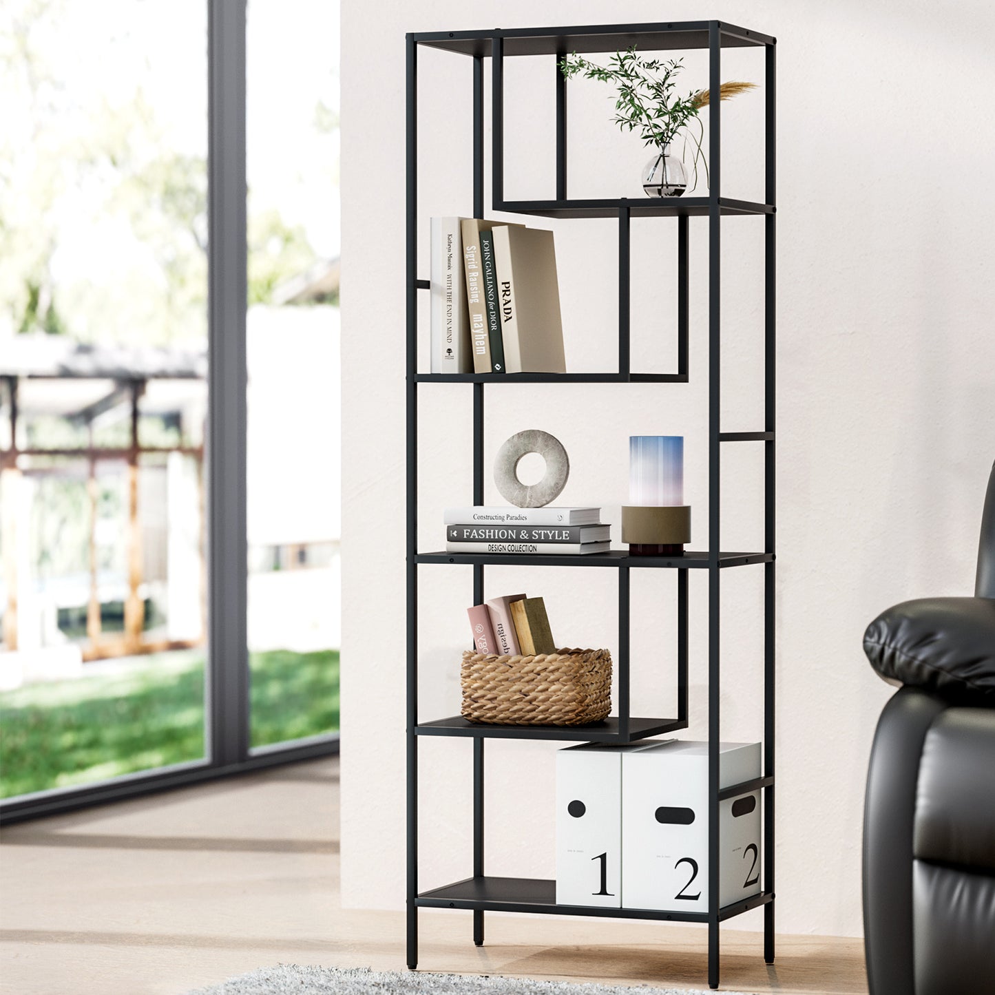 Bookshelf 5 Tiers - Black