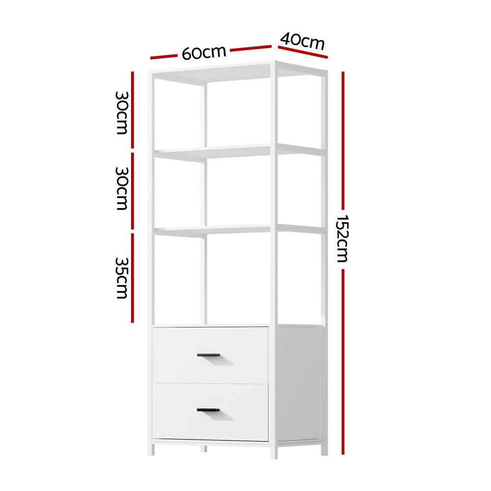 Artiss Bookshelf Display Shelf 2 Drawers 152cm White