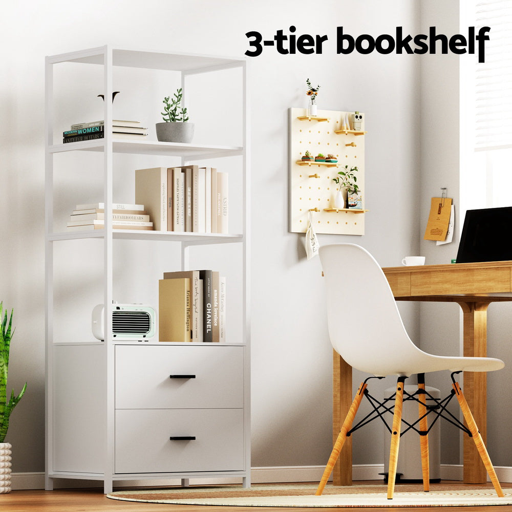 Artiss Bookshelf Display Shelf 2 Drawers 152cm White