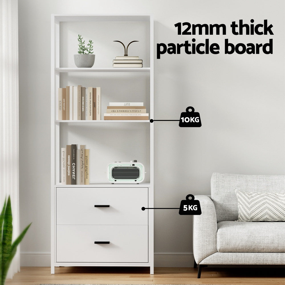 Artiss Bookshelf Display Shelf 2 Drawers 152cm White