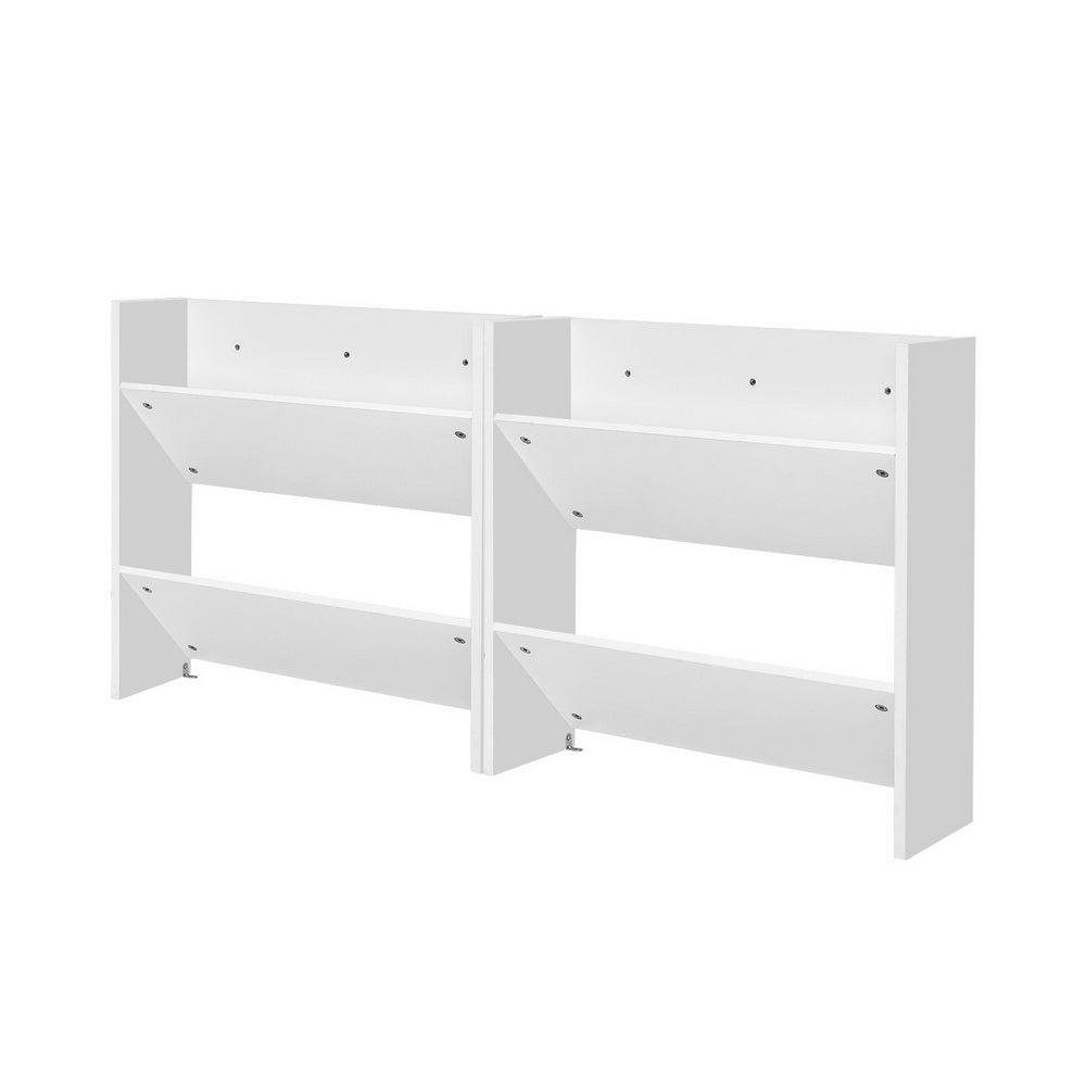 Set of 2 Shoe Rack 2-tier 12 Pairs Wall Mounted - White