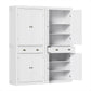 Set of 2 Aidan Buffet Sideboard Cabinet 6-Tier Storage Pantry Cupboard Drawer - White