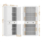 Set of 2 Aidan Buffet Sideboard Cabinet 6-Tier Storage Pantry Cupboard Drawer - White