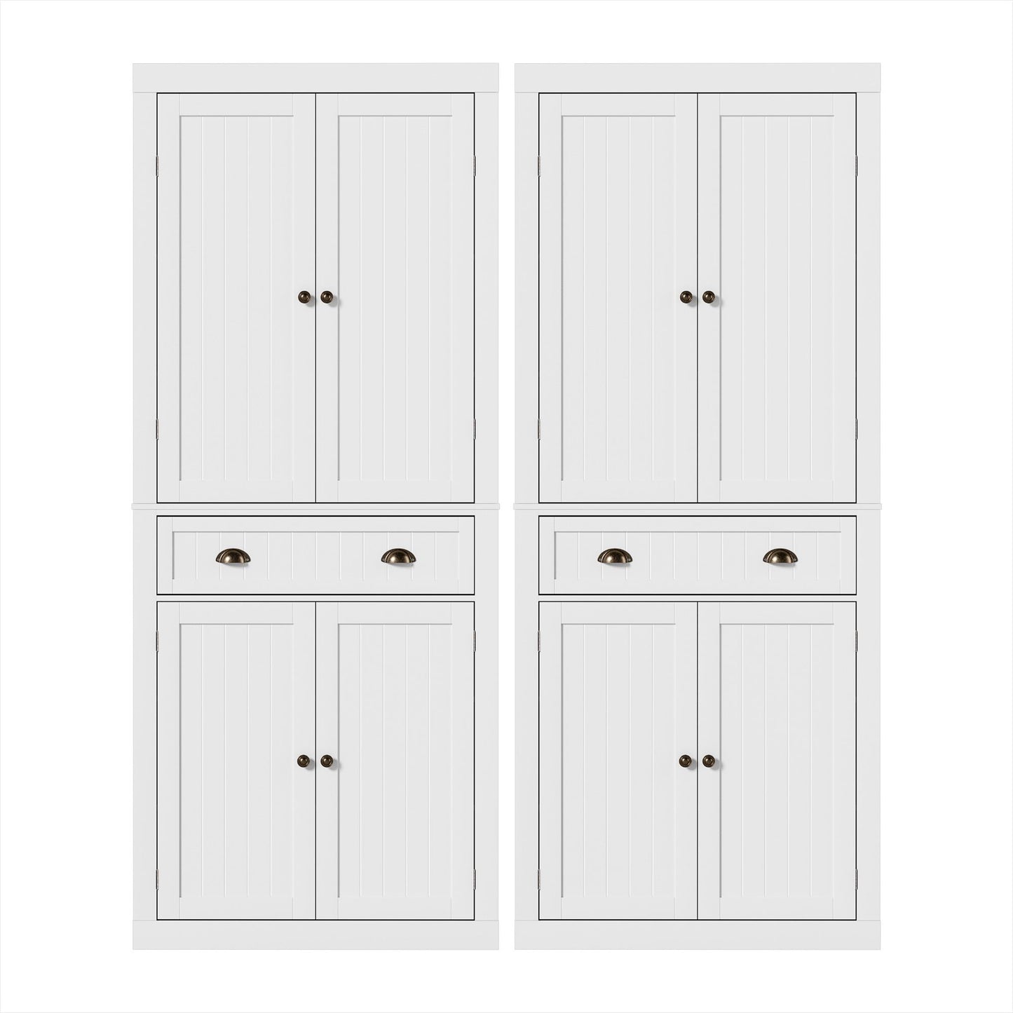 Set of 2 Aidan Buffet Sideboard Cabinet 6-Tier Storage Pantry Cupboard Drawer - White