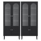 Set of 2 Daniel Buffet Sideboard Cabinet Pantry 5-Tier Storage Cupboard Fluted - Black