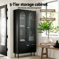 Set of 2 Daniel Buffet Sideboard Cabinet Pantry 5-Tier Storage Cupboard Fluted - Black