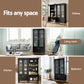 Set of 2 Daniel Buffet Sideboard Cabinet Pantry 5-Tier Storage Cupboard Fluted - Black