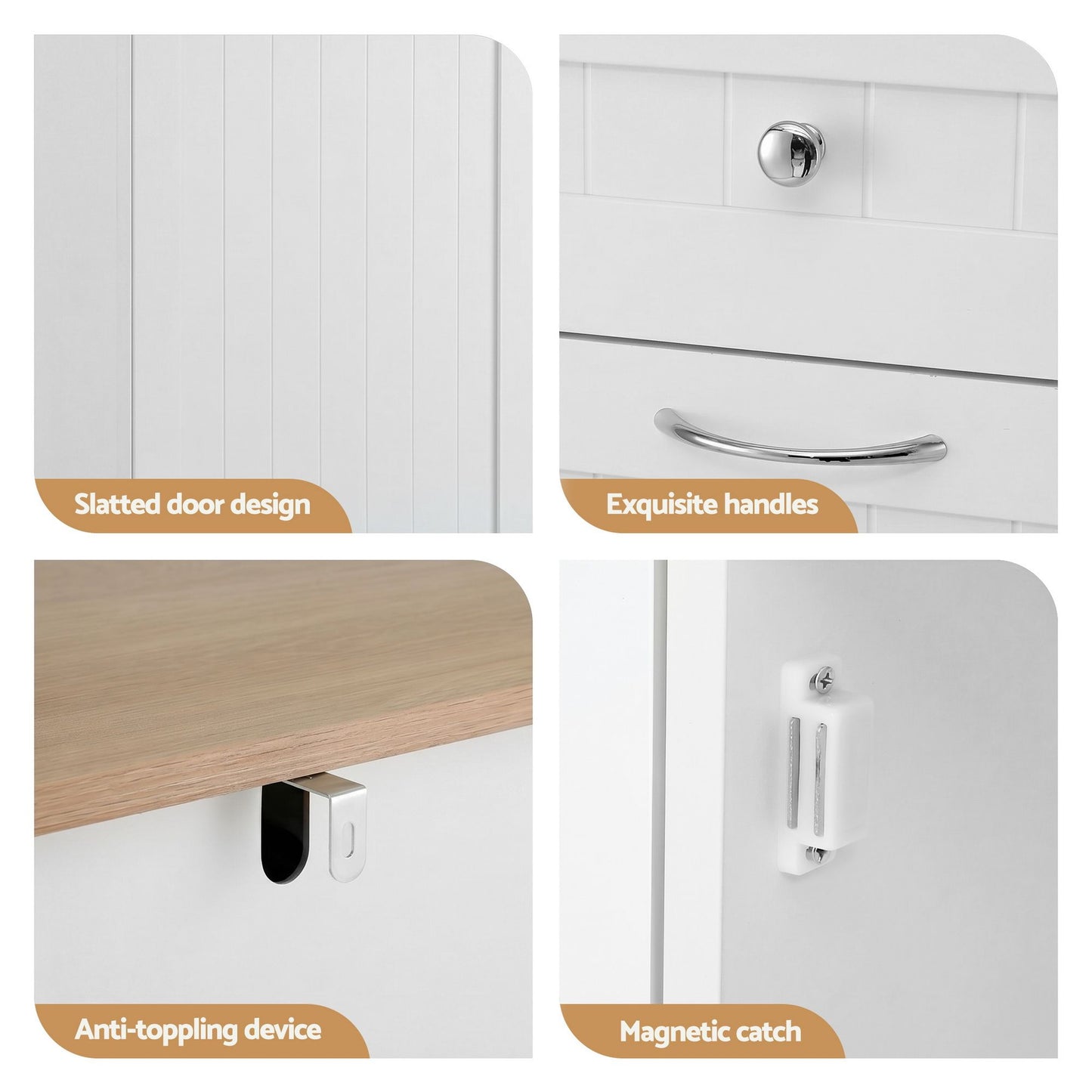 Orson Buffet Sideboard Cabinet Kitchen Tilt Out Bin Holder Storage Cupboard - White