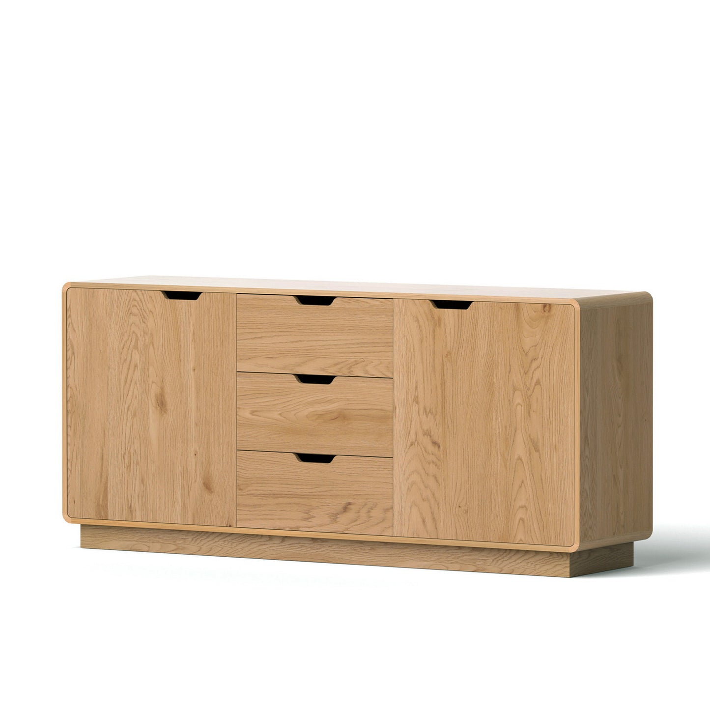 Reeve Buffet Sideboard Cabinet Storage Kitchen Cupboard Drawers Round Edge - Oak