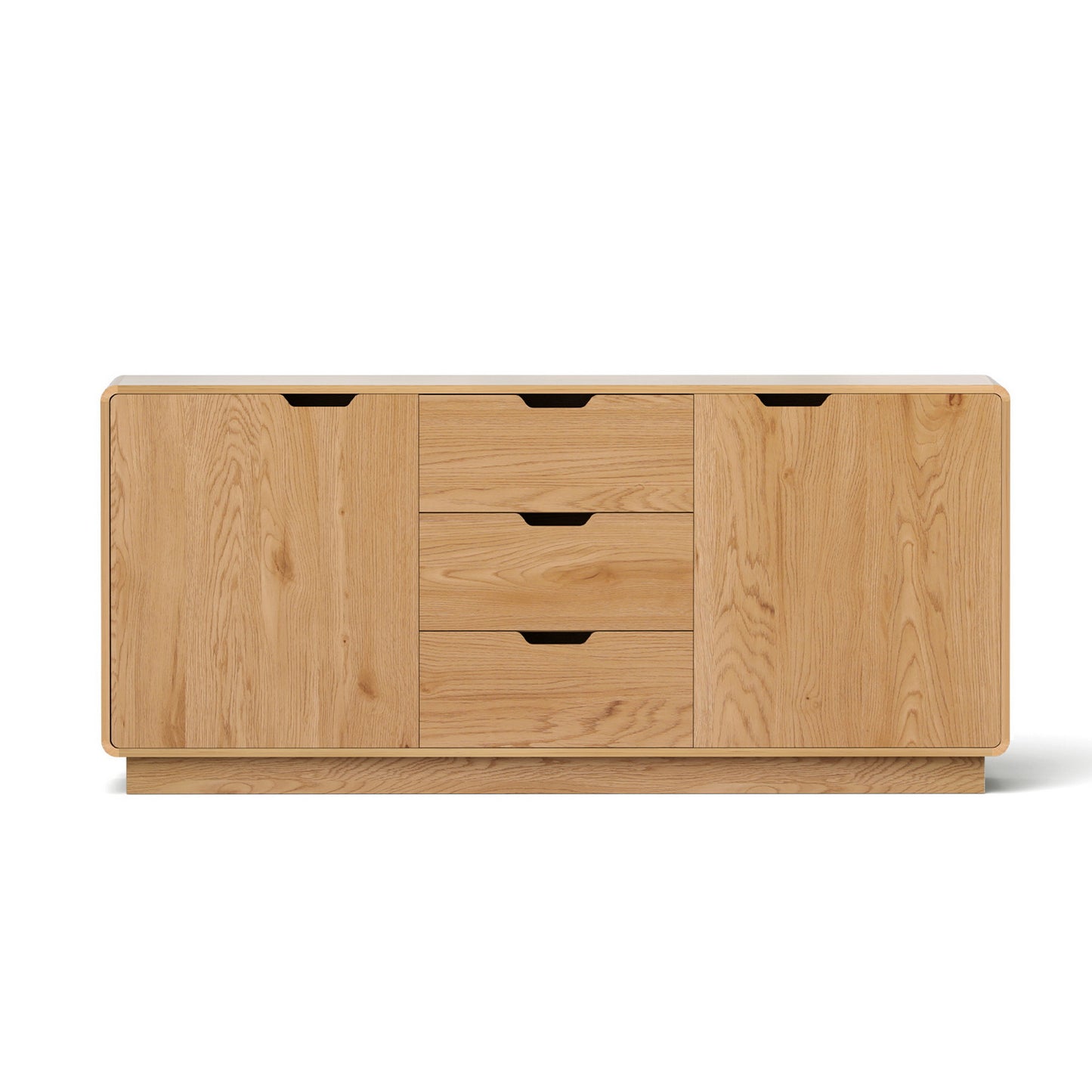 Reeve Buffet Sideboard Cabinet Storage Kitchen Cupboard Drawers Round Edge - Oak