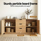 Reeve Buffet Sideboard Cabinet Storage Kitchen Cupboard Drawers Round Edge - Oak