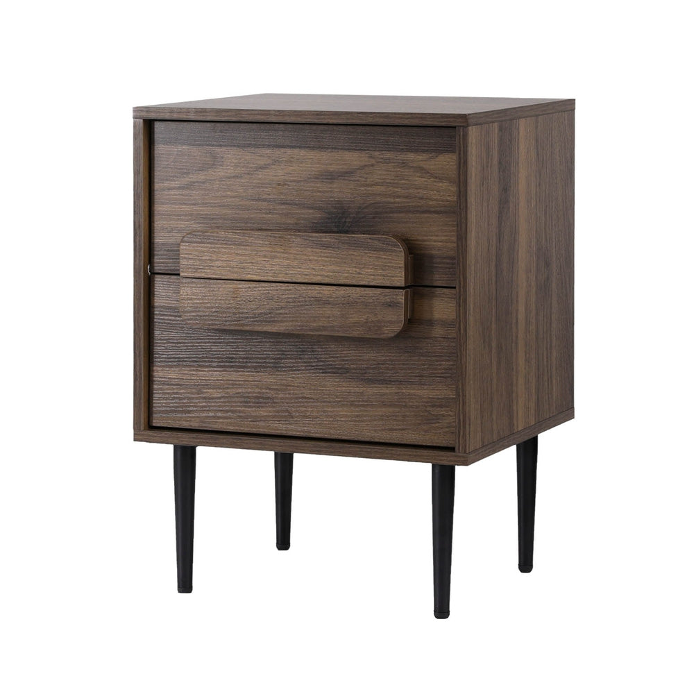 Shawn Wooden Bedside Tables with 2 Drawers - Walnut