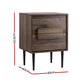 Shawn Wooden Bedside Tables with 2 Drawers - Walnut