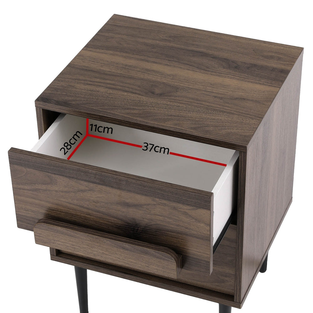 Shawn Wooden Bedside Tables with 2 Drawers - Walnut