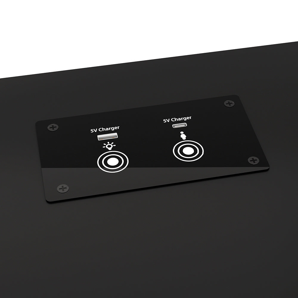 Milton LED Bedside Table USB Charging with LED Adjustable Laptop Tray - Black