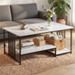 Iophon Coffee Table 100cm Faux Marble Finish Center Table 2-Tier Storage - White & Black