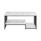 Iophon Coffee Table 100cm Faux Marble Finish Center Table 2-Tier Storage - White & Black