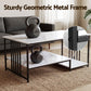 Iophon Coffee Table 100cm Faux Marble Finish Center Table 2-Tier Storage - White & Black