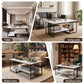 Iophon Coffee Table 100cm Faux Marble Finish Center Table 2-Tier Storage - White & Black
