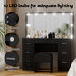 Dressing Table Set Stool 10 LED Bulbs - Black