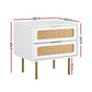 Svale Bedside Tables Rattan with 2 Drawers - Pine