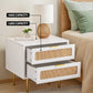 Svale Bedside Tables Rattan with 2 Drawers - Pine