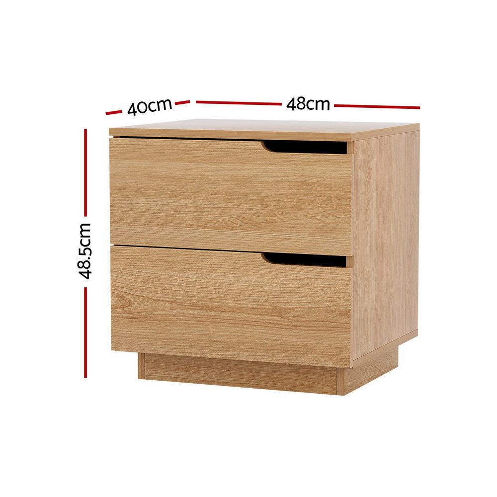 Brantford Bedside Tables Nightstand with 2 Drawers - Pine
