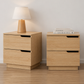 Set of 2 Brantford Bedside Tables Nightstand with 2 Drawers - Pine