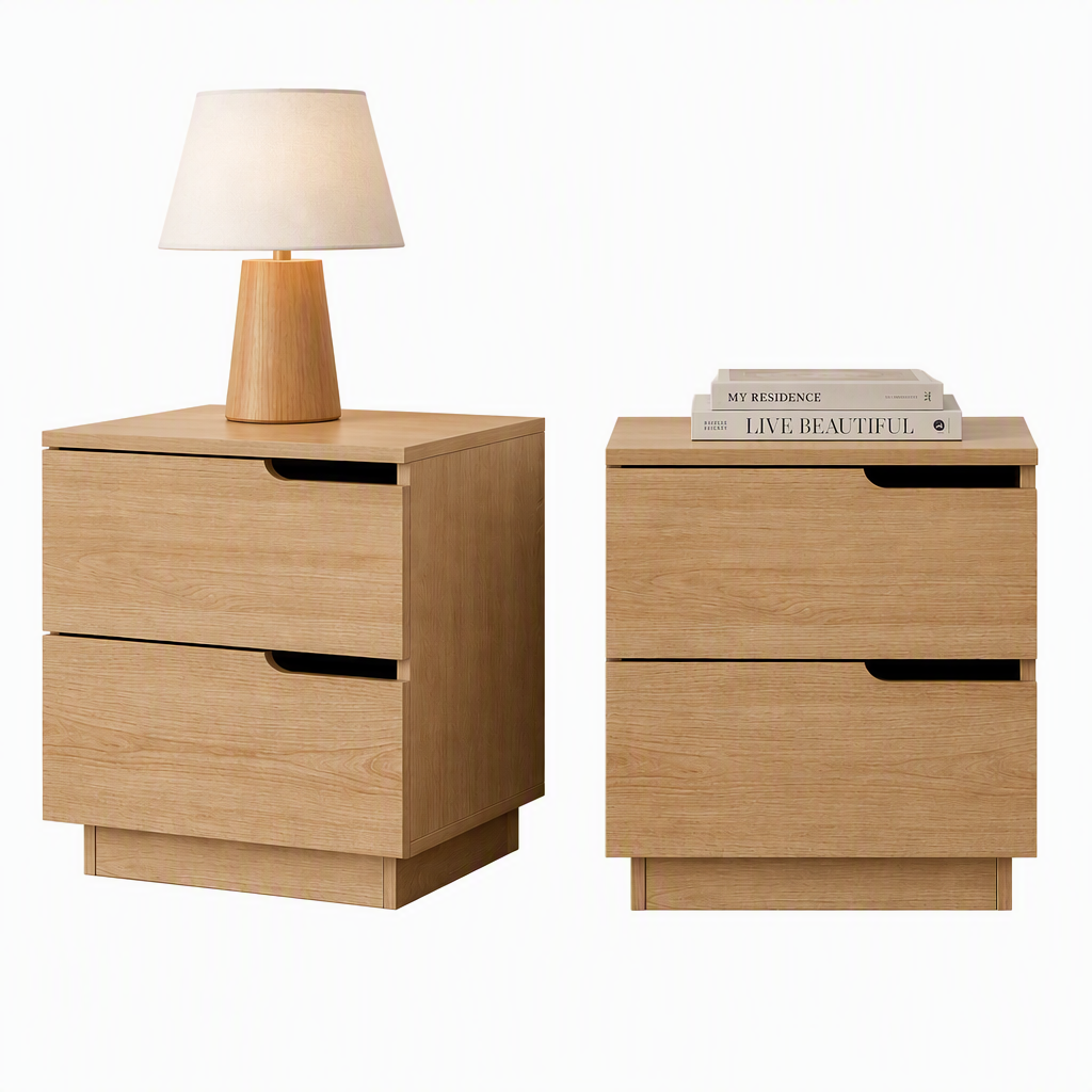 Set of 2 Brantford Bedside Tables Nightstand with 2 Drawers - Pine
