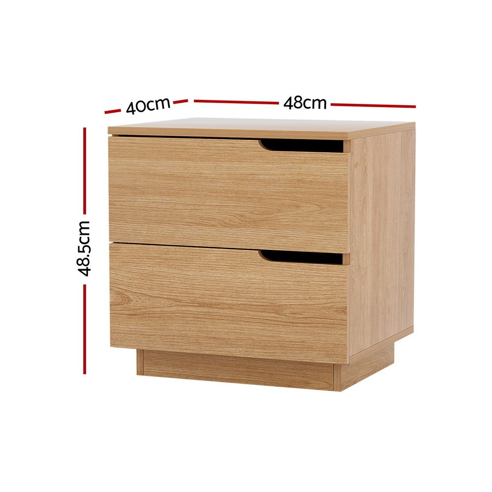Set of 2 Brantford Bedside Tables Nightstand with 2 Drawers - Pine