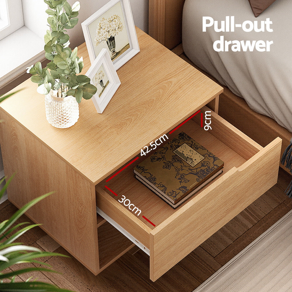 Brantford Bedside Tables Shelf Nightstand - Pine