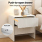 Granby Bedside Table with 2 Drawers - Beige
