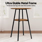 Artiss Industrial Bar Table with 2-Tier Organizer Weather-Resistant MDF Top Steel Frame