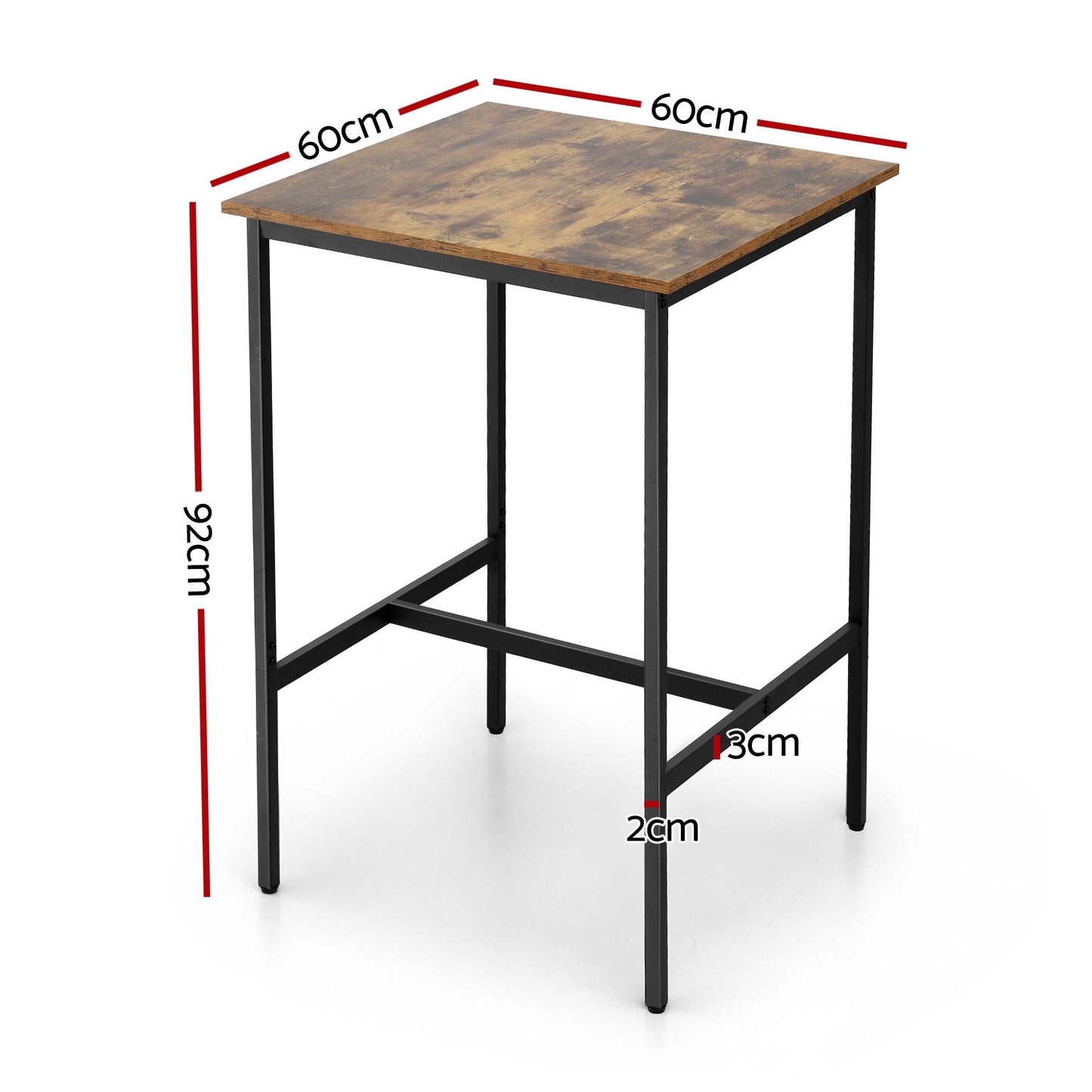 Bar Table Counter Kitchen Dining Desk Pub 60x92cm Vintage Metal Walnut