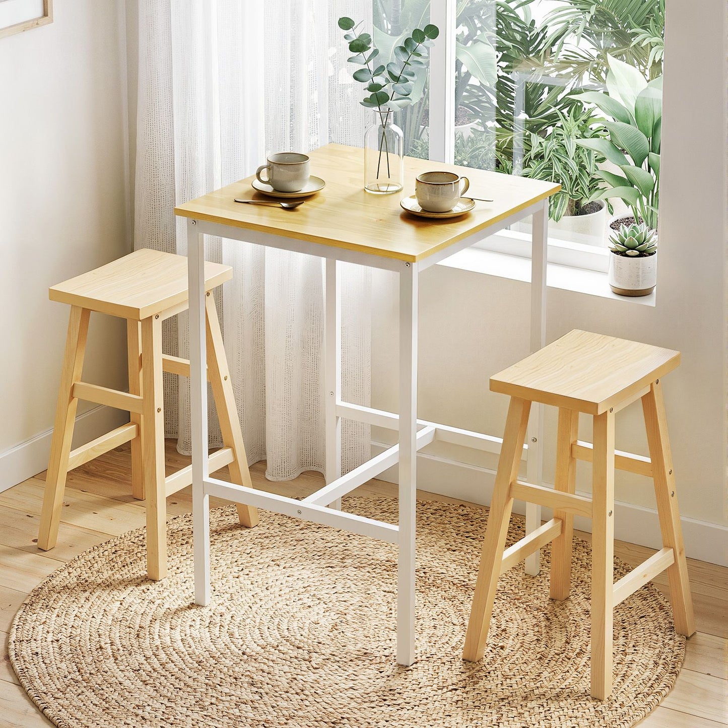 Bar Table Counter Height Kitchen High Dining Desk Pub 60x92cm Modern Pine
